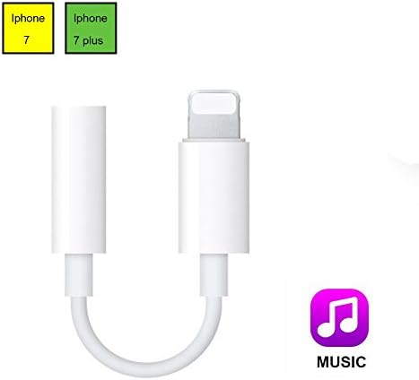 iPhone 7 Lightning to 3.5mm Audio Headphone Jack Adapter, Darrent 8 pin Lightning to 3.5mm Headphone Female Aux Jack Audio Earphone Adapter Converter for iPhone 7 7Plus 6 (White)