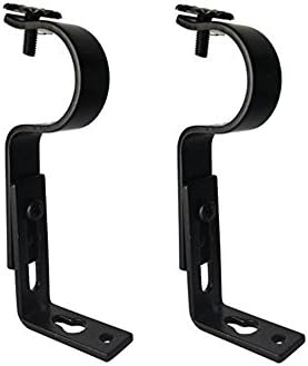 iModen Adjustable Curtain Rod Brackets Bar Holder (2 Pcs, Black)
