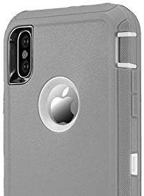 OtterBox Defender Case for iPhone Xs MAX and Belt Clip fits OtterBox with Screen Protector - Gray White