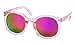 WODISON Womens UV400 Protected Classic Mirrored Lens Clear Frame Sunglasses Pink Lens