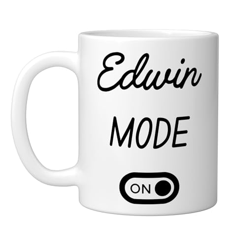 Edwin Mode On Name Ceramic Mug, White