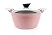 Neoflam Eela 7 QT Ceramic Nonstick Stockpot with Glass Lid in Pink