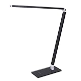 Deckey Folding LED Desk Lamp, Eye-caring Dimmable Office Table Light, 6W Touch Control Night Reading Lamps, Black