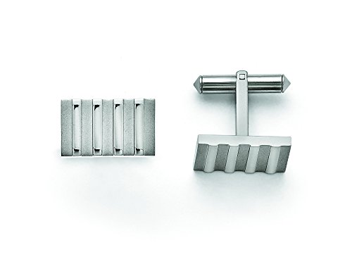 Chisel Titanium Polished and Brushed Stripes Cuff Links