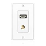 TNP HDMI + F Connector Wall Plate Face Cover Coaxial Combo Support 4K 60Hz HDR 1080P 3D Ethernet Wall Socket Plug Insert Jack Outlet Panel for HDTV Home Theater Cable Satellite PS4 & Nintendo Switch