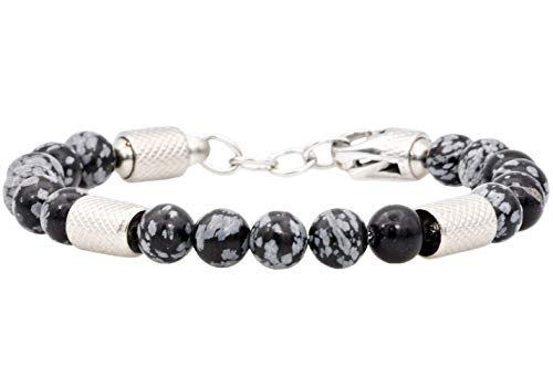 Blackjack Jewelry Mens Genuine Gemstone Stainless Steel Adjustable