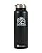 40 oz Insulated Stainless Steel Water Bottle and Beer Growler w/ Steel Lid & Handle - NO PLASTIC - COLD up to 3 DAYS - HOT 24 hrs (Black)
