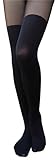 AM Landen Sexy MOCK Thigh-Highs Pantyhose Tights(Sheer Black/Black) Small to Medium (US Size 2-6)