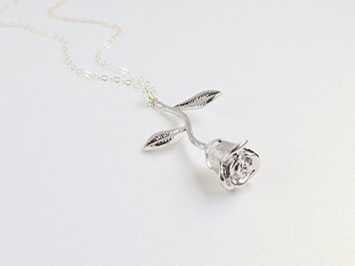 Sterling Silver Rose Pendant Charm Necklace