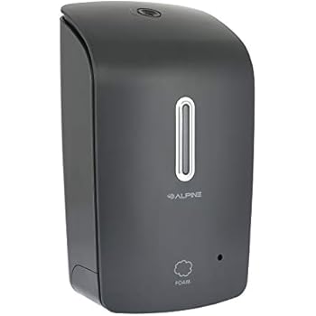 Alpine Wall Mountable, Touchless, Universal Foam Soap Dispenser for Offices, Schools, Warehouses, Food Service Facilities, and Manufacturing Plants, Battery Powered (Gray)
