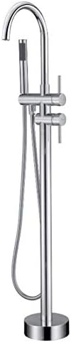 Arputhy Freestanding Bath Mixer Tap Bathroom Taps Floor Mounted Brass Faucet with Handheld Shower Chrome
