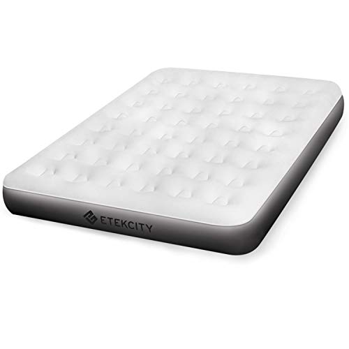 Etekcity Air Mattress Queen Size Camping Air Bed Blow Up Bed Inflatable Mattress Raised Airbed Without Pump for Guest, Hiking, Height 9″, 2-Year Warranty, Storage Bag