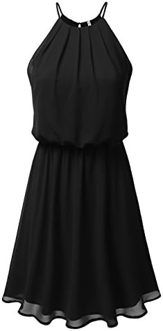 DRESSIS Womens Double Layered Chiffon Mini Tank Dress