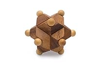 SiamMandalay: Neutrino - Wooden Interlocking Mechanical Puzzle. A Wooden Star Bar Game 3D Puzzle Handmade for Adults.