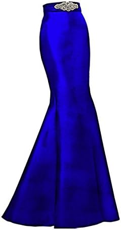 Diandiai Satin Mermaid Long Skirt Evening Party Prom Skirt Beads Women Dress Black