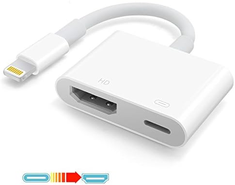 Lightning to HDMI Video Adapter, Dreamvasion 1080P iPhone to HDMI Digital VA Adapter Converter with Lightning Charger Port for Select iPhone/iPad/iPod to HD TV/Monitor/Projector/Laptop/Car