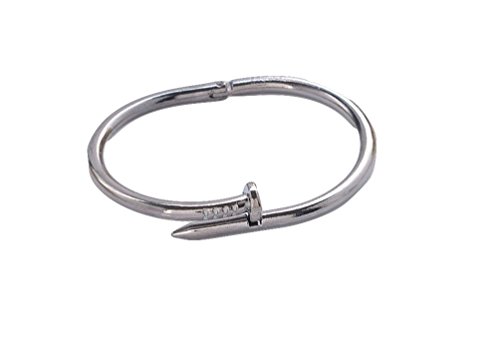 Designer Inspired Titanium Steel Nail Cuff Bangle Bracelet (Grey)