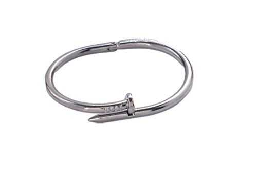 Titanium Steel Nail Cuff Bangle Bracelet (Grey)