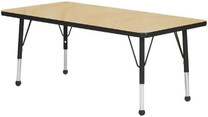 Mahar Kids 30" X 72" Rectangle Table Top Color: Maple, Edge Color: Tan, Leg Height: Standard 21"-30", Glide Style: Ball