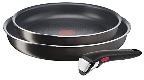 Tefal Ingenio Easy Plus Pfannen-Set, 24/28 cm, abnehmbarer Griff, stapelbar, Antihaftbeschichtung, für alle Herdarten außer Induktion, L1509202