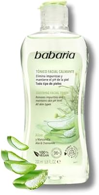 – Tonico Facial Calmante Con Aloe Vera Y Manzanilla | Tonico Facial Piel Madura | Tónico Facial 200 Ml Blanco