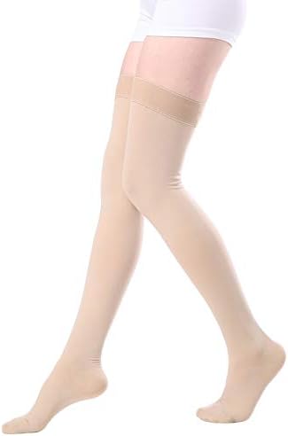 KOOCHY Thigh High Compression Socks,20-30 mmHg Firm Support Compression Stocking Support Hose for Swelling Pregnancy Nursing
