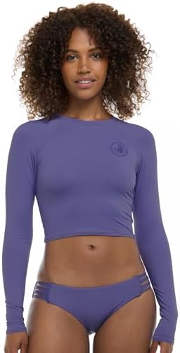 Let It Be Long Sleeve Crop Top Rashguard with UPF 50 Black at
