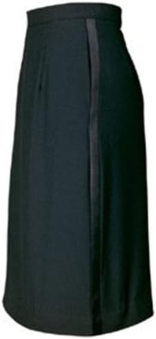 Tuxedo Skirt with "Side Slit" and Satin Stripe, Black (6 = 27.5" waist)