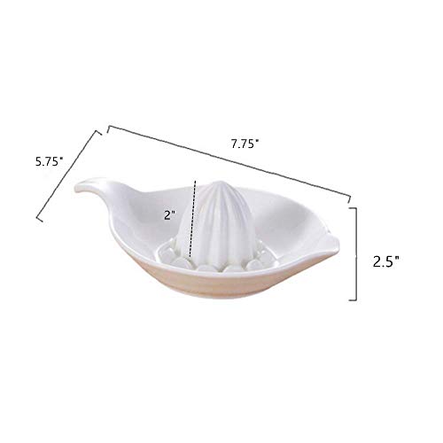 Porcelain Citrus Juicer Reamer with Handle and Pour Spout,Stackable Manual Juicers Make Your Own Orange,Grapefruit,Lemon, Fruit Juices Serving Bowls White