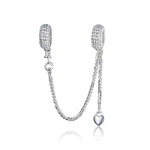 ARTCHARM Heart Safety Chain Charm - 925 Sterling Silver, Fits Pandora Bracelets & Necklaces, Cupid Arrow Design - View #6