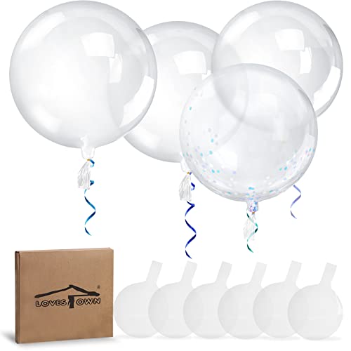LOVESTOWN Large Bobo Balloon, 10PCS Fillable Balloons Bubble Balloons Big Clear Balloons for DIY Birthday Weddings School Activities Baby Shower Valentine\'s Day