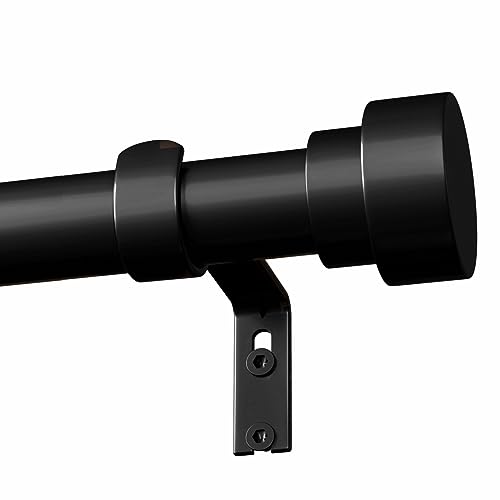 Black Curtain Pole for Eyelet Curtains Metal Extendable Curtain Poles for Door Window Voile Adjustable Curtain Rod, Black 167 to 304cm