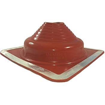 Dektite Premium #4 Red Silicone Metal Roof Pipe Flashing, High Temp, Square Base, Pipe OD 3