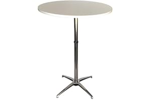 Banquet Tables Pro Adjustable Height Trade Show Bar and Cocktail Table (White, 30 Inch Diameter)