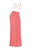Beachcoco Women's Maternity Contrast Maxi Tank Dress (XL, Ivory / Coral)