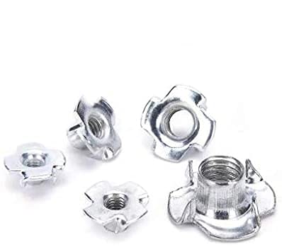 M5 (5mm Ø) T-Nuts Four Pronged Tee Nut Captive Blind Threaded Inserts for Wood Furniture Trade Packs (50)