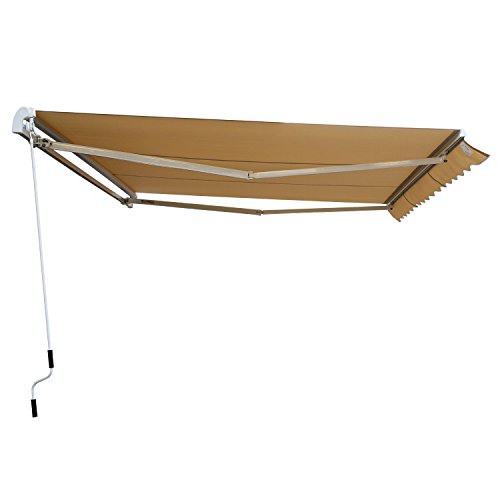 Outsunny Markise Alu-Markise Aluminium-Gelenkarm-Markise 4,5x3m Sonnenschutz Balkon Beige – Bild 4