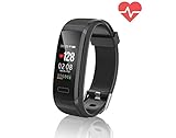 TEMEXE All Black Fitness Tracker Waterproof with Color Display Activity Watch Smart Band with Heart Rate Sleep Monitor IP67 Call Message SNS Reminder Wearable Pedometer Wristband for Android iOS
