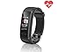 TEMEXE All Black Fitness Tracker Waterproof with Color Display Activity Watch Smart Band with Heart Rate Sleep Monitor IP67 Call Message SNS Reminder Wearable Pedometer Wristband for Android iOS