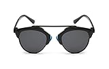 GAMT Fashion Metal Crossbar Aviator Sunglasses Flat Reflective Mirror Cateye Polarized Sunglasses UV400 Black-black