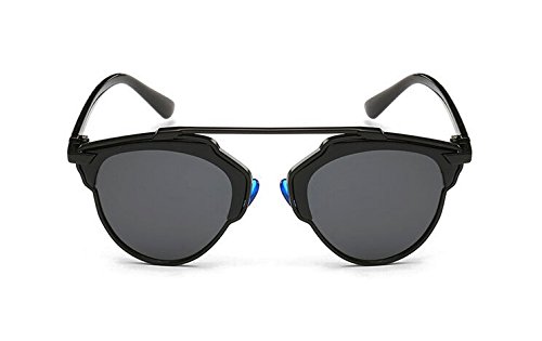 GAMT Fashion Metal Crossbar Aviator Sunglasses Flat Reflective Mirror Cateye Polarized Sunglasses UV400 Black-black