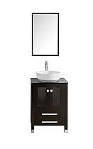 Kingran 24 Modern Bathroom Vanity Combo With Ceramic Vessel Sink With Faucet And Pop Up Drain Set Mirror Included Black Cabinet With Round Bowl Bathroom Vanities Usa