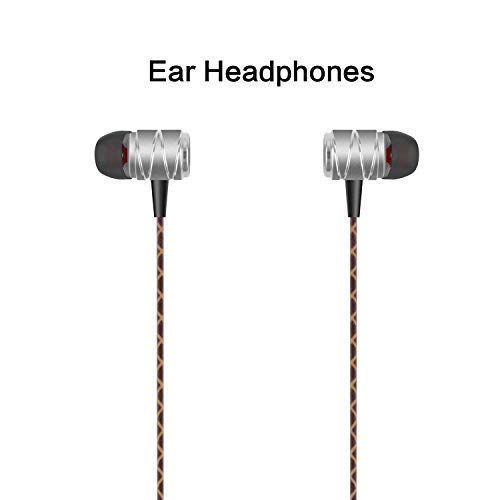 Sonzi Wired Metal In Ear Headphones,Noise Isolating Stereo Bass Earphones With Mic, Stereo Headphones For IPhone/IPod/IPad - 3.5 mm Interface Devices - Silver