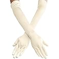 Long Opera Party Gloves for Women 1920s 20s Satin Gloves Costumes Elbow Length Bridal Evening Dress, 22 inches