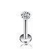 Areke Women's Stainless Steel Cubic Zirconia Piercing Unisex Labret Small Lip Ring/ Tragus/ Helix Earrings Color White
