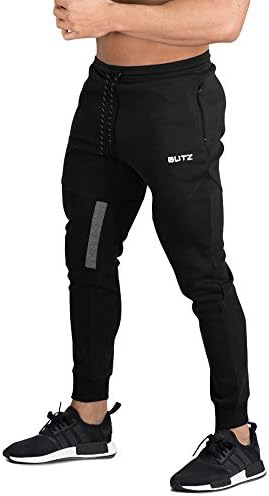 BUTZ Men's Vertex Training Jogger Pants Workout Gym Track Slim fit Sweatpants Causal Zipper Pocket