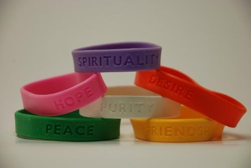 Rubber Inspirational Sayings Bracelets Set of 6