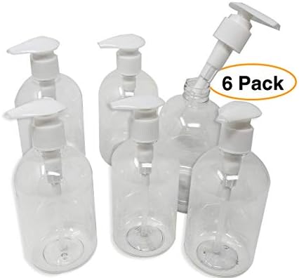 Pro Image Hand Soap Dispenser Bottle Clear Plastic Refillable (6 Pack) for Liquid, Lotions, Shampoos and Massage Oils, with Pump 10 oz