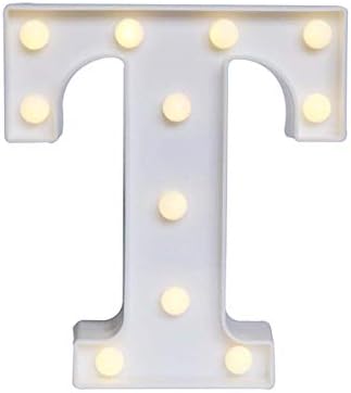 DEALPEAK Light Up Letters,Alphabet LED Letter Lights Warm White for Home Party Bar Wedding Festival Decorative(T)