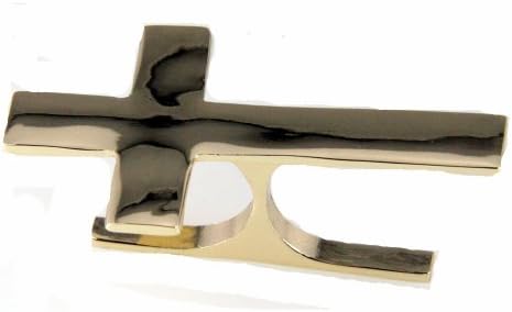 4031070 Christian Cross 2 Two Finger Ring Polished Gold Tone Double